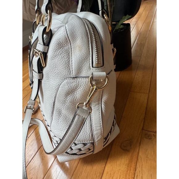 MICHAEL KORS GLADSTONE LARGE white LEATHER TOP ZIP LOGO SATCHEL (PU500 - Picture 5 of 13